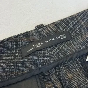 Zara Woman Gray Brown Plaid Glen Check Slim Fit Dress‎ Pants Size 2 thumbnail 9