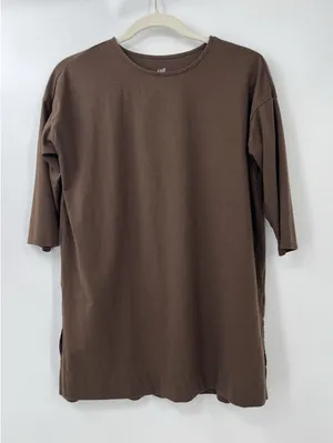 Women's Top J Jill Luxe Supima Ballet Sleeve Tunic XS Espresso Brown Chocolate thumbnail 1