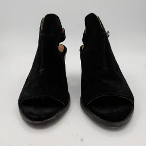 Frye Courtney‎ Black Suede Slingback Peep Toe Block Heel Booties Womens 7.5 B thumbnail 3