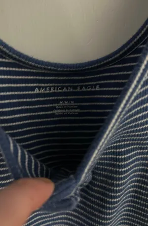 Aerie Blue and White Stripped Croptop thumbnail 2