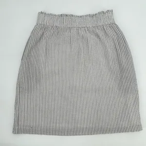 TULIP B Skirt Womens M Gray White Stripe Seersucker Mini Pockets Lined Cotton thumbnail 1