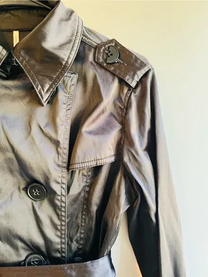 Noblita Classic Double-Breasted Black Trench Coat with Belt XS thumbnail 7