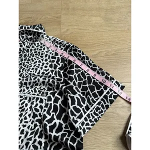 NWOT‎ Womens Loft black white leopard print satin button up shorts pajamas MP SP thumbnail 13