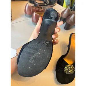 Velvet Kitten Heel Mules Beaded Black Y2K Vintage Jacqueline Ferrar Slip Sandals thumbnail 3