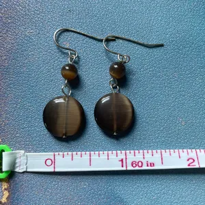 Cats Eye Glass Drop Earrings Round Dangle Jewelry Cats-eye Gorgeous Y2K Retro‎ thumbnail 6