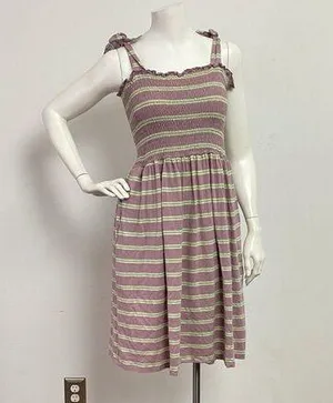 Toad & Co Tie Strap Sleeveless Women’s Dress Size L Purple Green Striped thumbnail 1
