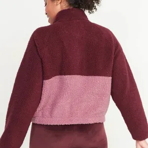 Old Navy Red Lacquer Long-Sleeve Oversized Two-Tone Sherpa Sweatshirt - S thumbnail 2