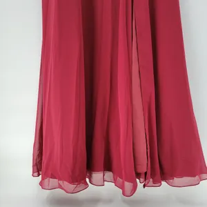 Azazie Gown Womens Large Red Pleated Chiffon High Slit Prom Bridesmaid Dress thumbnail 8