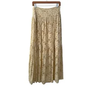 Vintage NWT Body Central Elegant Boho Cottagecore Prarie Cream Floral Maxi Skirt thumbnail 3