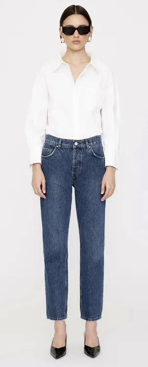 ANINE BING Benson High Rise Straight Leg Jeans Marine Blue Size 27 M $290 thumbnail 1