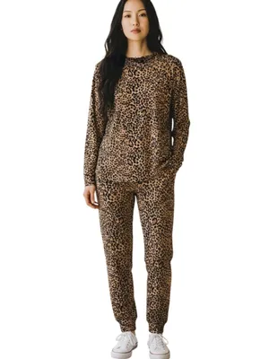 ZENANA | Leopard Print Lounge Set | 2 Piece Top & Jogger | Size L thumbnail 4