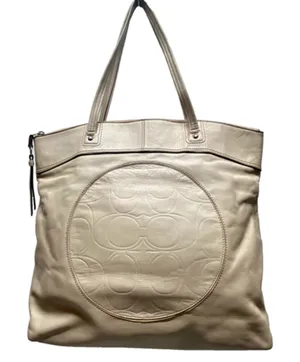 COACH #18336 Laura Beige Sand Leather Large Tote Carryall Shoulder Handbag thumbnail 1