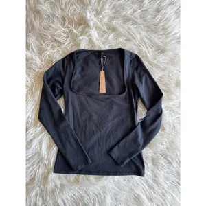 Skims Cotton Jersey Scoop Neck Long Sleeve Top Soot Size Medium thumbnail 3