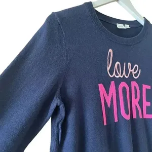 Gap Navy Blue With Pink Lettering Graphic Sweater Long Sleeves Cotton Casual Wom thumbnail 7