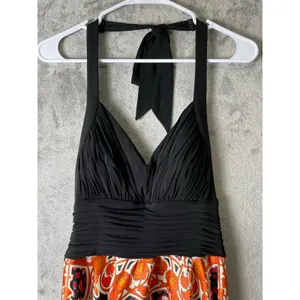 Vintage Halter Handkerchief Hem Maxi Dress Paisley Print Boho Formal Party 8 New thumbnail 2