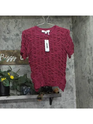 NWT DKNY Womens Lightweight Superfine Texture Top P52SAW83 Beet Red XS thumbnail 5