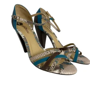 Vintage Y2K LE CHATEAU Women's Sandals‎ High Heels Open Toe Sz 7 Crisscross Blue thumbnail 2