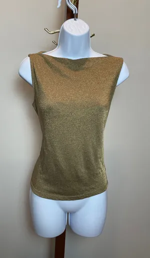Lauren Ralph Lauren Gold Sleeveless Top Size M Classic Style thumbnail 1