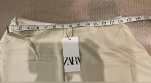 ZARA A Line Beige Midi Satin Skirt S thumbnail 5