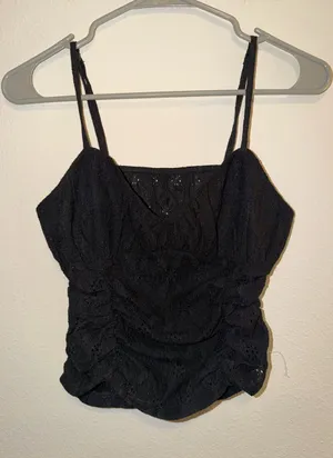 American Eagle Outfitters Black Eyelet Camisole Tank thumbnail 1