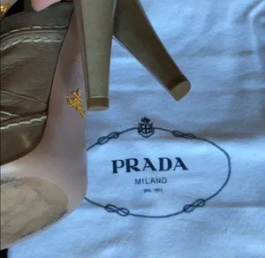Prada Beige Platform Peeptoe Sandals thumbnail 8