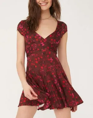 FREE PEOPLE It Takes Two Wrap Dress in Plum Multi thumbnail 1