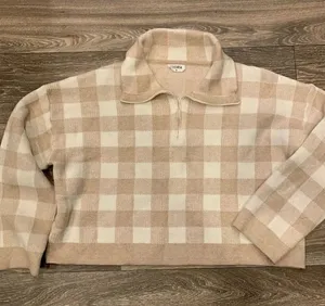 Storia Quarter Zip Collared Cropped Boxy Sweater Size Medium thumbnail 1