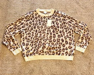 NWT a new day Women’s Leopard Print Crewneck Sweater Size XL thumbnail 1
