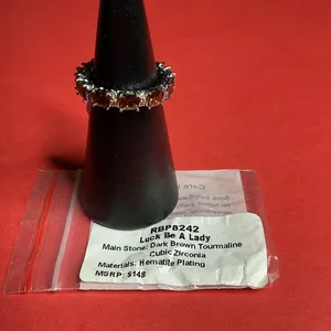 Bomb Party RBP8242 “Luck Be A Lady” Cubic Zirconia on Hematite Size 8 Ring NWT thumbnail 4
