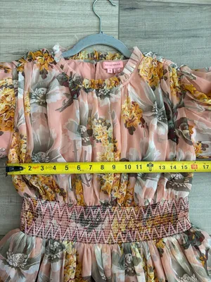 Anthropologie Not So Serious Amaranth Puff Sleeve Floral Tiered Boho Mini Dress thumbnail 9