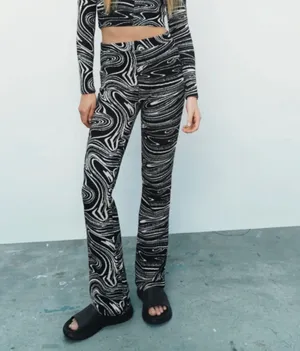 ZARA Set Matching Knit Marble Jacquard Printed  thumbnail 3