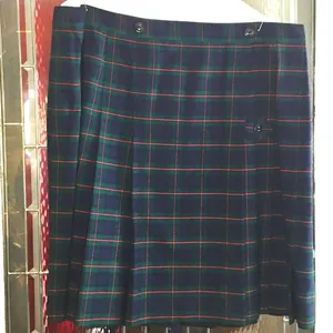 Girls Sz 18.5T Waist 40 Plaid Blue, Red & Green Uniform Skirt. Below Knee thumbnail 1