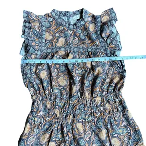 Universal Threads Linen Medium Sleeveless Dress Ruffled Paisley Cottagecore thumbnail 5