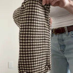 Rare Vintage Kate Spade Houndstooth Leather Strap Tote Bag thumbnail 6