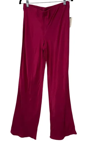 Anthropologie‎ Magenta Pink Satin Wide Leg Pants Medium NWT Silky thumbnail 1