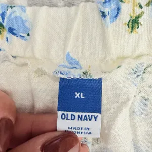 NWT Old Navy High-Waisted Linen-Blend Mini Skort White Blue XL Cottagecore‎ thumbnail 4