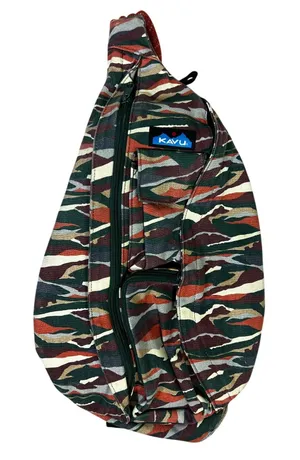 KAVU Rope Sling Bag One Size Multicolor Canvas Abstract Camo Outdoor Y2K Utility thumbnail 1