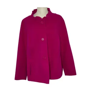 ✨TALBOTS RUFFLE-NECK DOUBLE-FACE SZ 6 HOT PINK JACKET✨ thumbnail 4