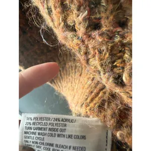 Universal Thread Womens Rust Brown Open Knit Puff Sleeve Sweater Size M thumbnail 6