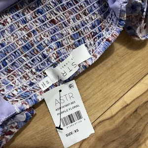 ASTR The Label Purple Floral Smocked Off The Shoulder Long Dress XS Cottagecore thumbnail 3