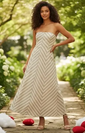 Mon Renn Euphoria Strapless Dress - Chevron Stripe thumbnail 1