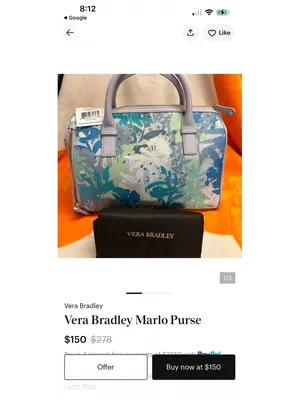 Vera Bradley Floral Pattern Leather Satchel Bag with Shoulder Strap thumbnail 9