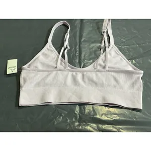 Aerie Seamless Ribbed Bralette Women's M Light Pink Logo Band Strappy NWT thumbnail 6