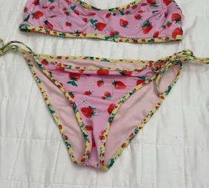 Bananamoon Strawberry Print Bikini Set sz M thumbnail 2