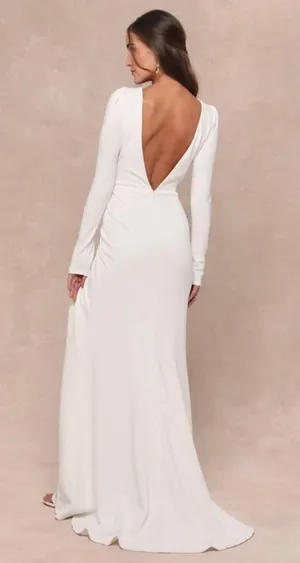 Lulus New Stunning Romance White Long Sleeve Mermaid Maxi Dress Size Small thumbnail 2