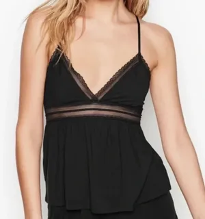Victorias Secret Sleepwear Tanktop Black Lace thumbnail 1