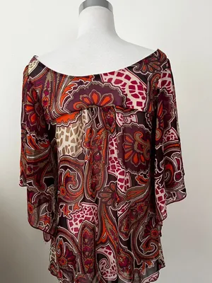 Charlotte Russe Multicolor Paisley Off-Shoulder Blouse thumbnail 4