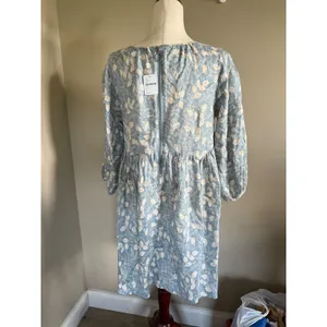 Free People Womens Small Blue Floral‎ Print 3/4 Sleeve Mini Dress thumbnail 3