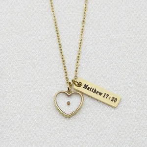 Mustard Seed Heart Necklace Gold thumbnail 4