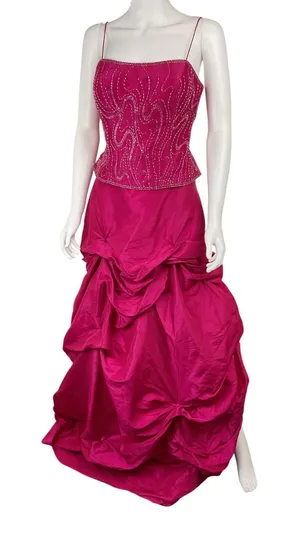 Scala Fuchsia Beaded Top & Taffeta Skirt Formal Dress‎ Set Party Prom thumbnail 1
